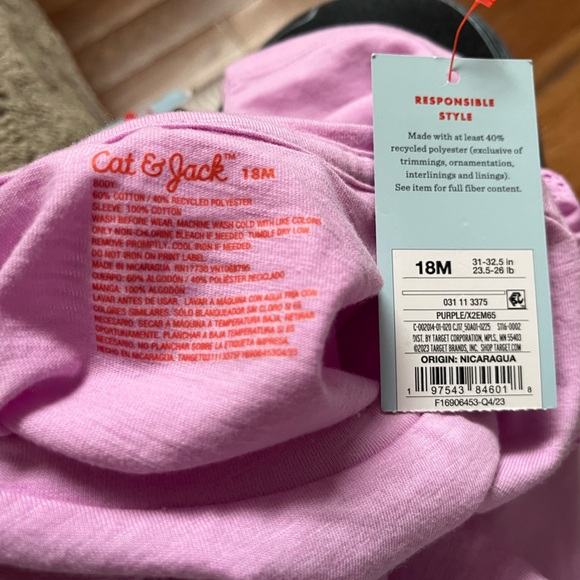 NWT Cat & Jack Purple Ruffle Sleeve Top with Striped Skirt, Size 18 M - Picture 4 of 10